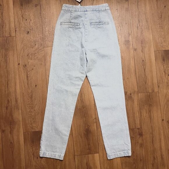 Zara High Waisted Sailor Nautical Front Style Light Wash Denim Jeans Size S - Picture 2 of 6